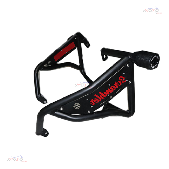 Black Crash Guard With Dual Sliders For Yezdi Scrambler